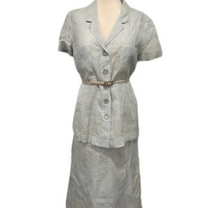 VTG 90s Chanel Ice Blue Linen Skirt Suit